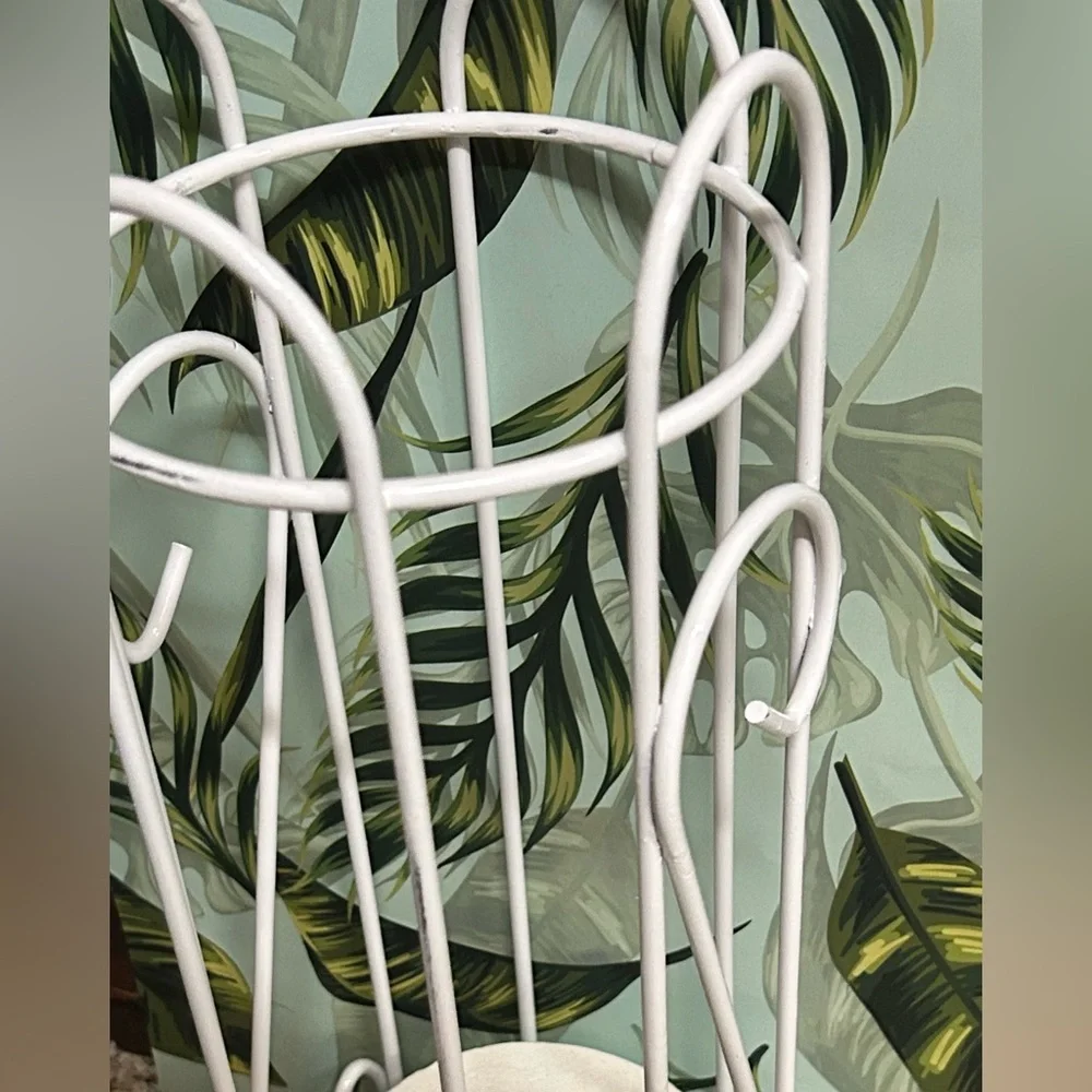 Elegant Shabby Chic metal scroll White Toilet Paper Holder Cottagecore Stand